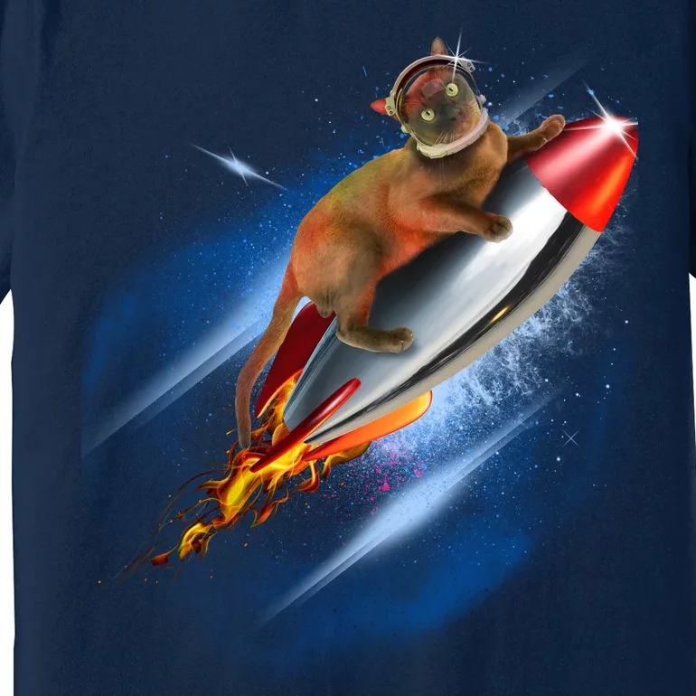 Funny Astronaut Cat Blasting Off In Space Premium T-Shirt