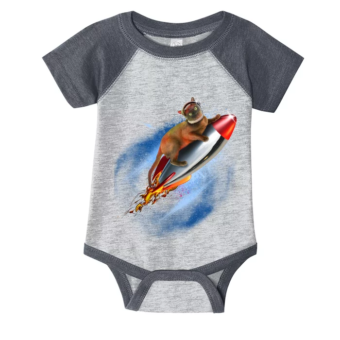 Funny Astronaut Cat Blasting Off In Space Infant Baby Jersey Bodysuit