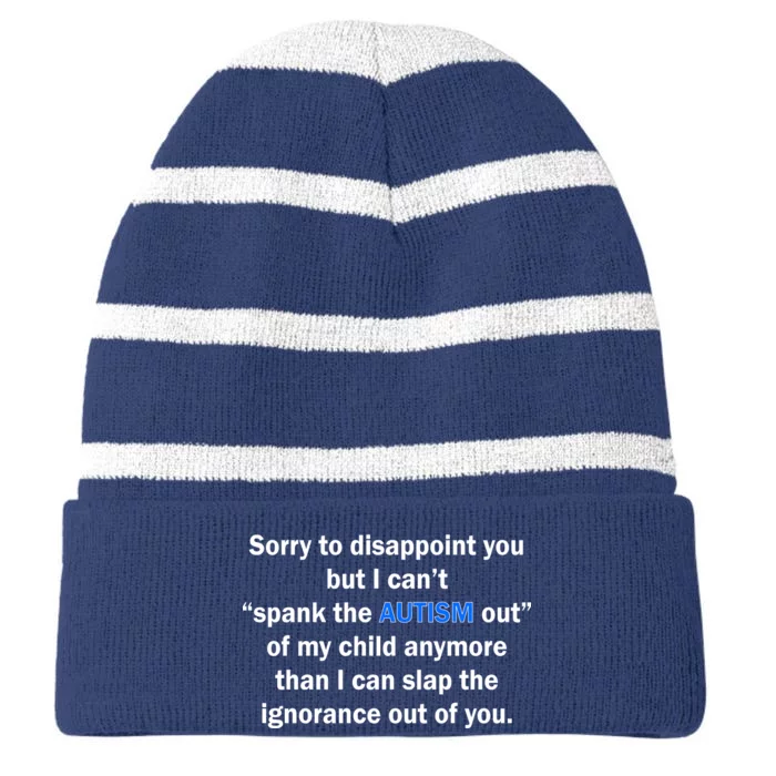 Funny Autism Quote Striped Beanie with Solid Band