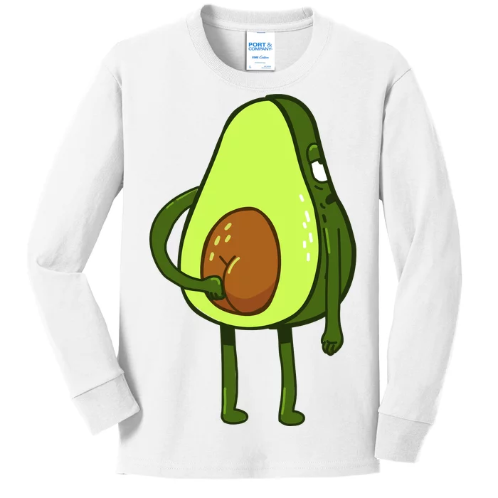 Funny Avocado Butt Kids Long Sleeve Shirt