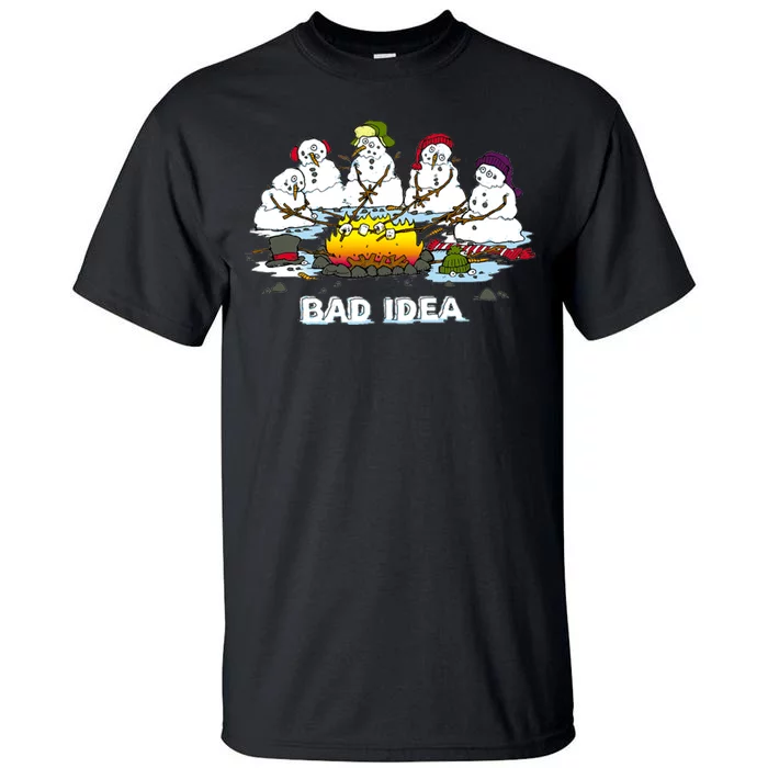 Funny Bad Idea - Snowman Melting Christmas Tall T-Shirt