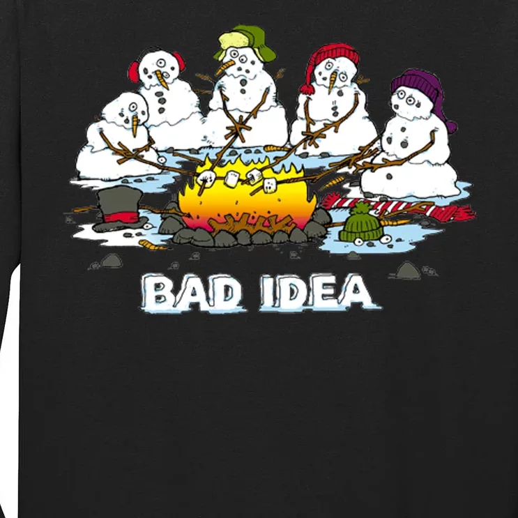 Funny Bad Idea - Snowman Melting Christmas Tall Long Sleeve T-Shirt