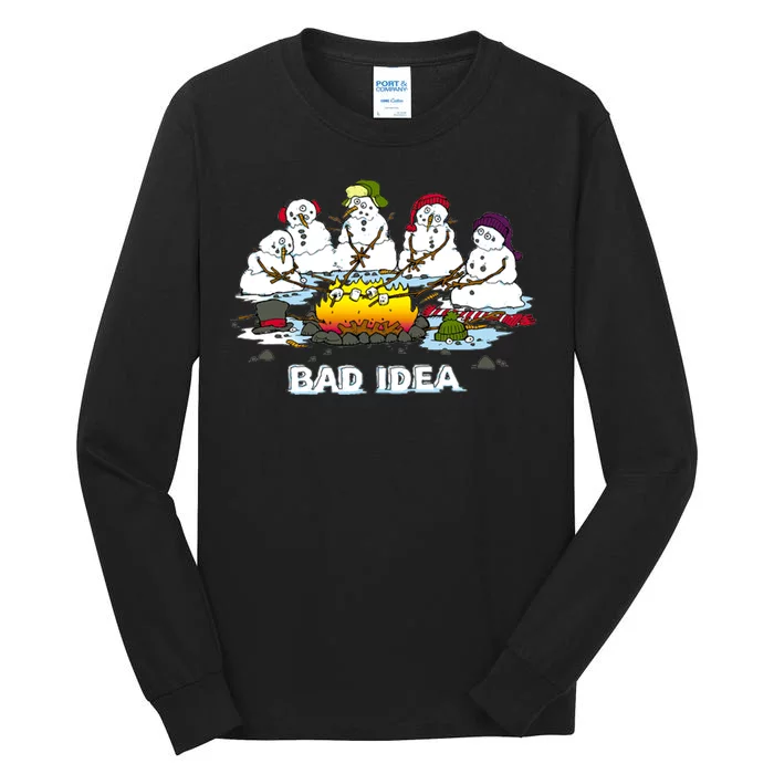 Funny Bad Idea - Snowman Melting Christmas Tall Long Sleeve T-Shirt