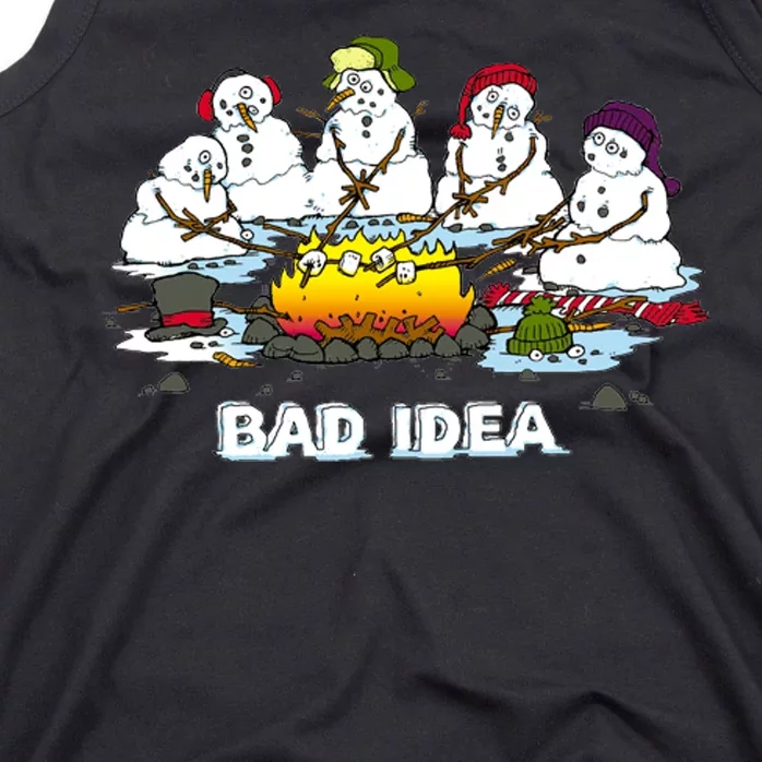 Funny Bad Idea - Snowman Melting Christmas Tank Top