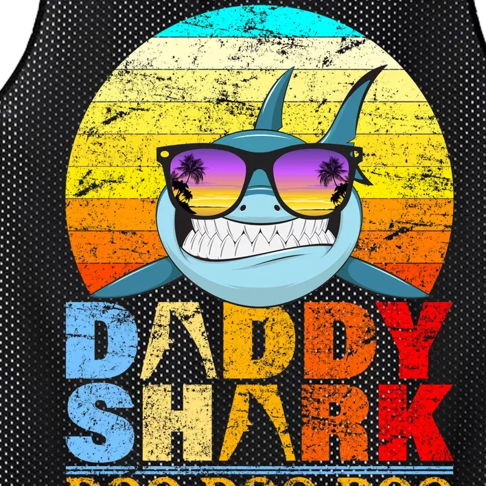 Funny Beach Daddy Shark Doo Mesh Reversible Basketball Jersey Tank