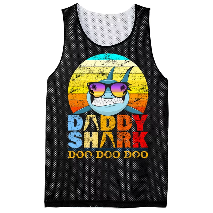 Funny Beach Daddy Shark Doo Mesh Reversible Basketball Jersey Tank