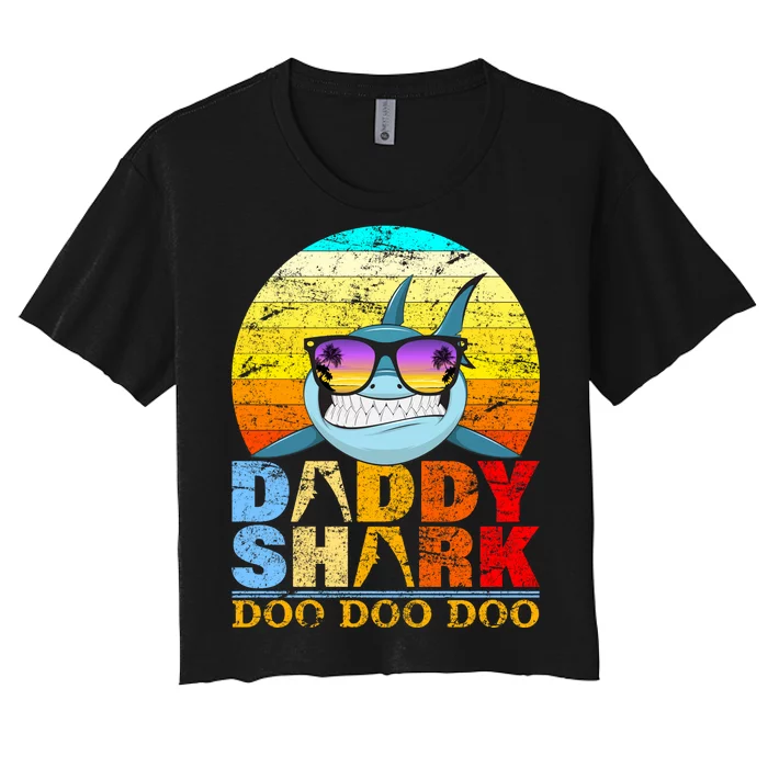 Funny Beach Daddy Shark Doo Women's Crop Top Tee