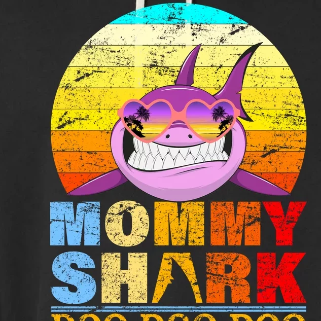 Funny Beach Mommy Shark Doo Garment-Dyed Fleece Hoodie