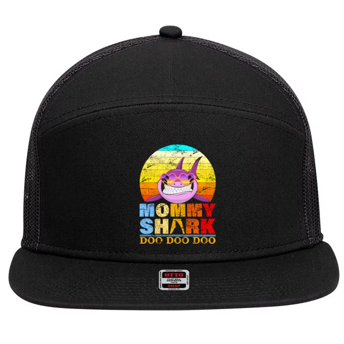 Funny Beach Mommy Shark Doo 7 Panel Mesh Trucker Snapback Hat