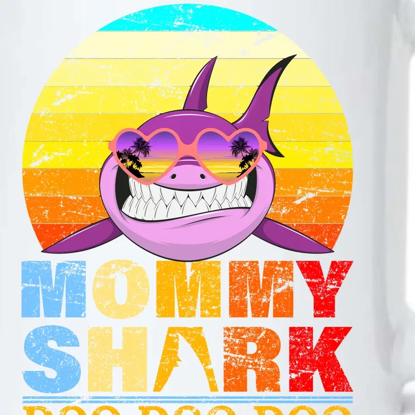 Funny Beach Mommy Shark Doo Black Color Changing Mug