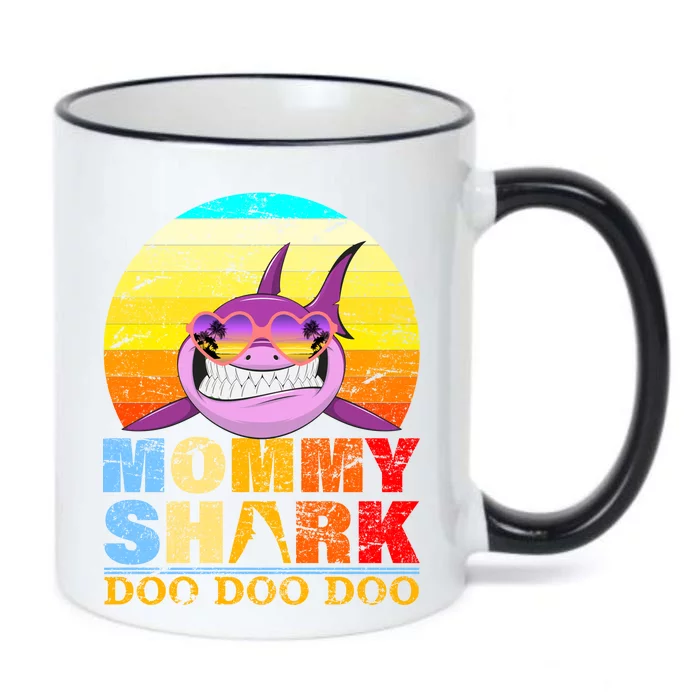 Funny Beach Mommy Shark Doo Black Color Changing Mug