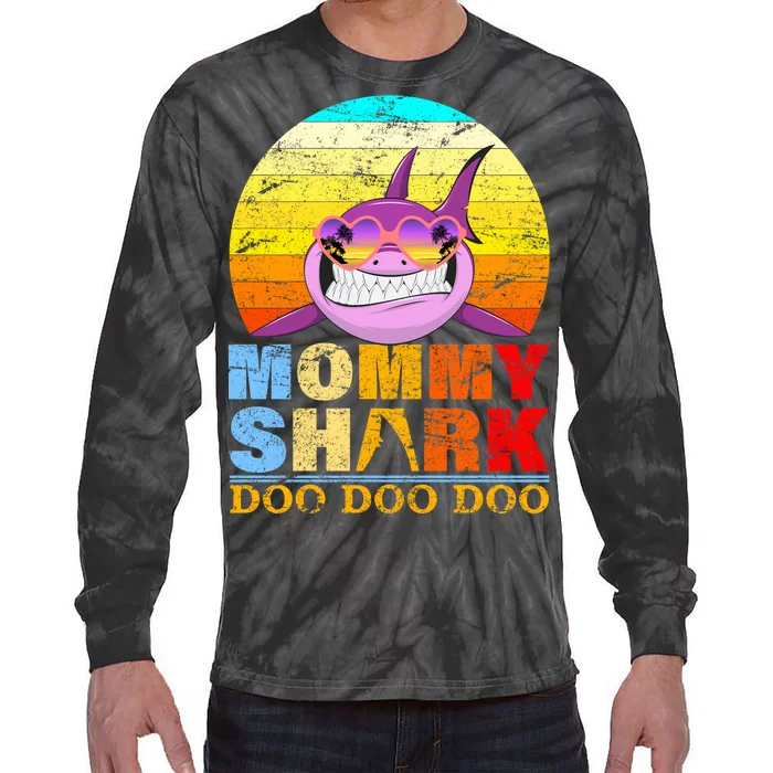 Funny Beach Mommy Shark Doo Tie-Dye Long Sleeve Shirt