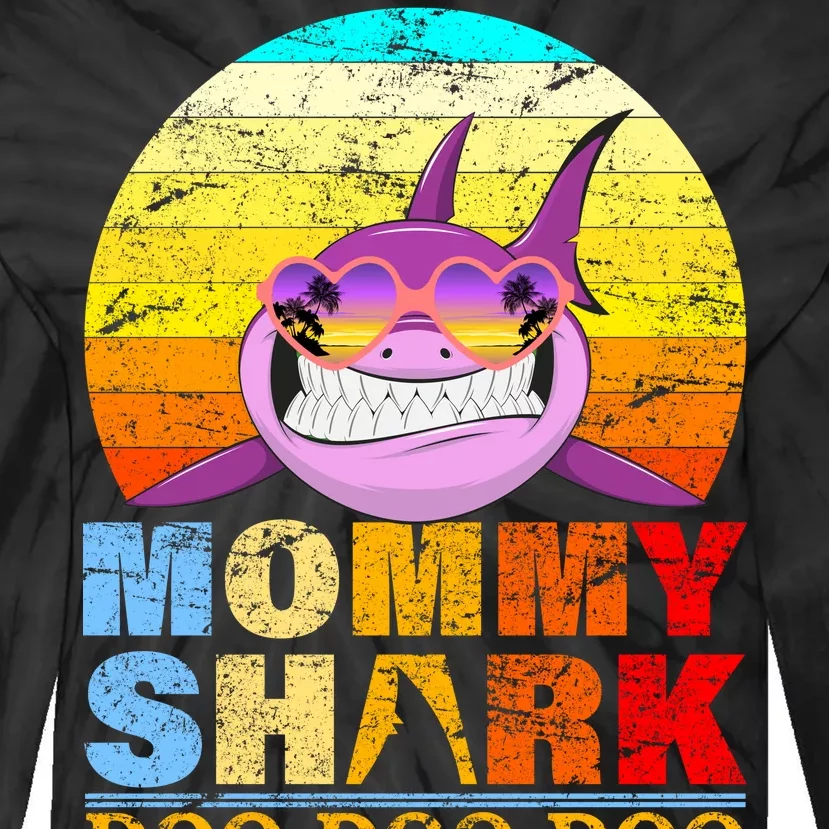 Funny Beach Mommy Shark Doo Tie-Dye Long Sleeve Shirt