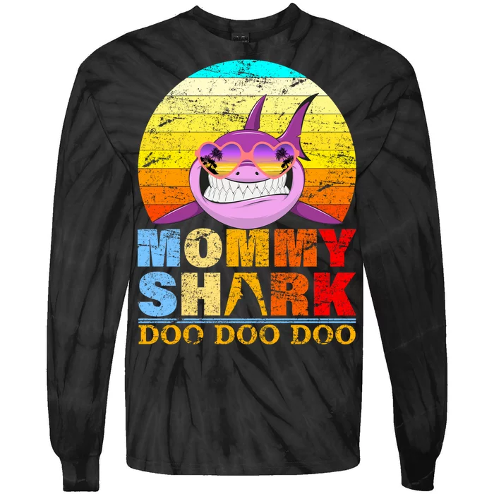 Funny Beach Mommy Shark Doo Tie-Dye Long Sleeve Shirt