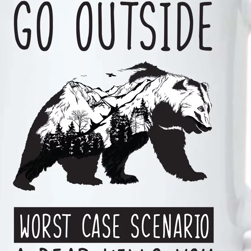 Funny Bear Camping Black Color Changing Mug