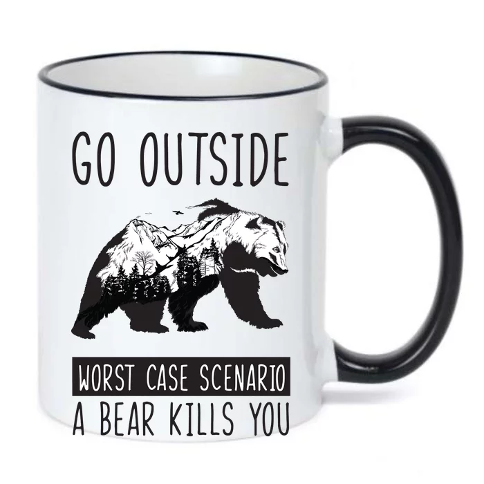 Funny Bear Camping Black Color Changing Mug