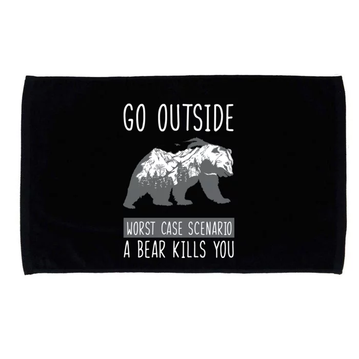 Funny Bear Camping Microfiber Hand Towel