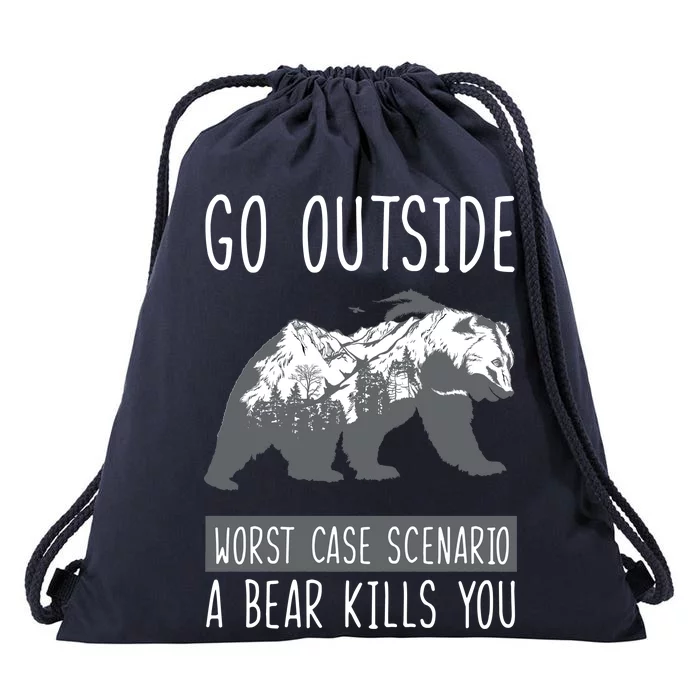 Funny Bear Camping Drawstring Bag