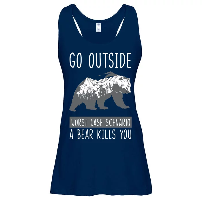 Funny Bear Camping Ladies Essential Flowy Tank