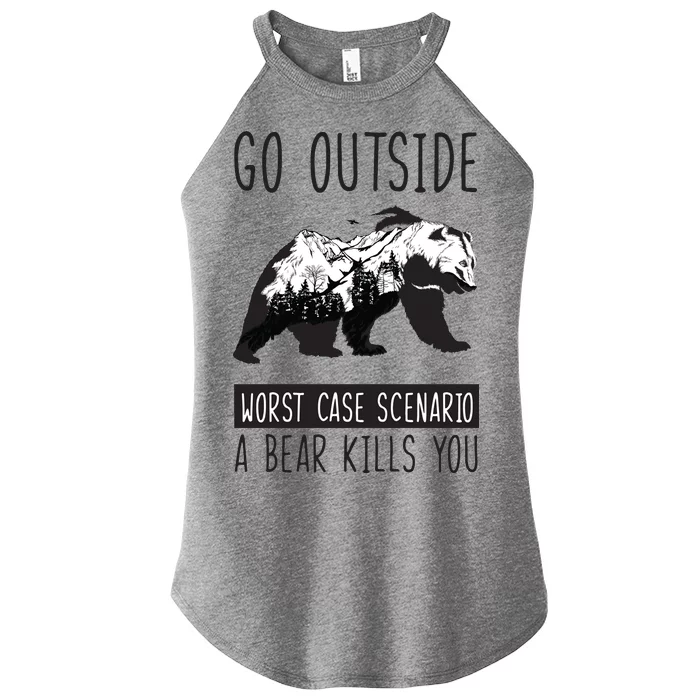 Funny Bear Camping Women’s Perfect Tri Rocker Tank