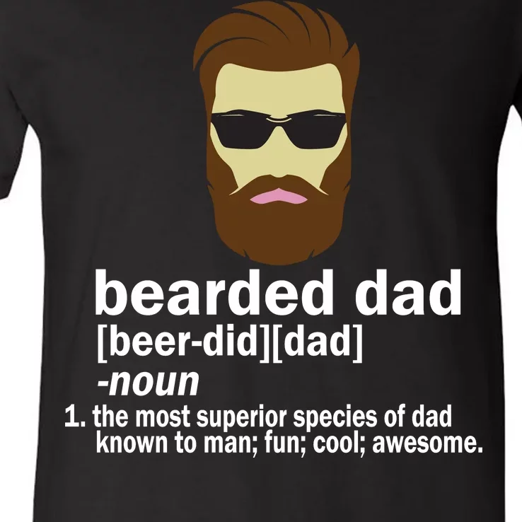 Funny Bearded Dad Definition V-Neck T-Shirt