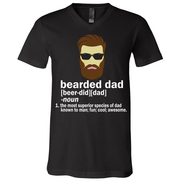 Funny Bearded Dad Definition V-Neck T-Shirt