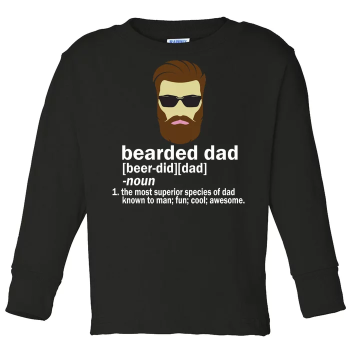 Funny Bearded Dad Definition Toddler Long Sleeve Shirt