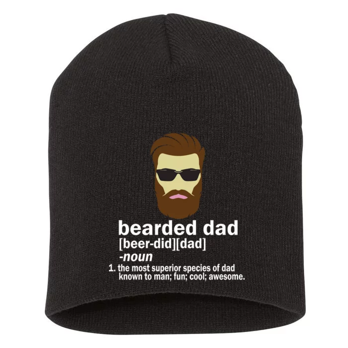 Funny Bearded Dad Definition Short Acrylic Beanie