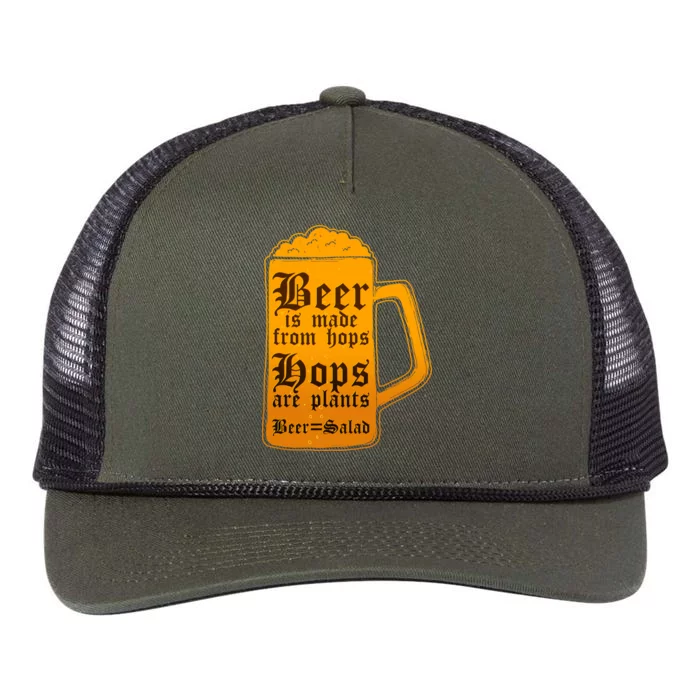 Funny Beer Equals Salad Retro Rope Trucker Hat Cap