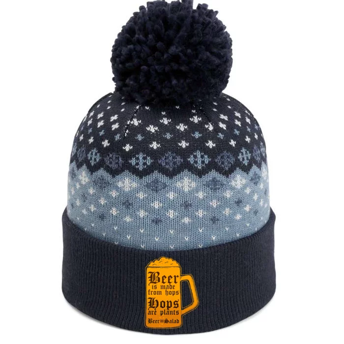 Funny Beer Equals Salad The Baniff Cuffed Pom Beanie