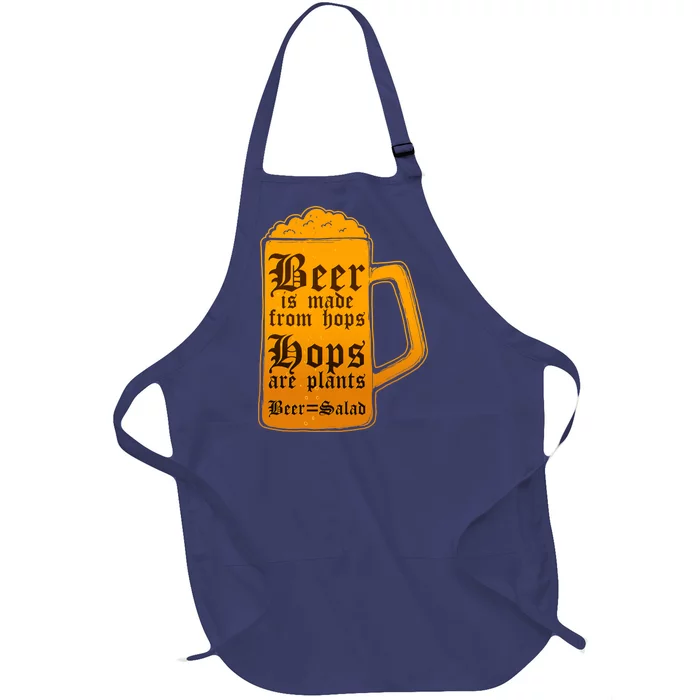 Funny Beer Equals Salad Full-Length Apron With Pocket