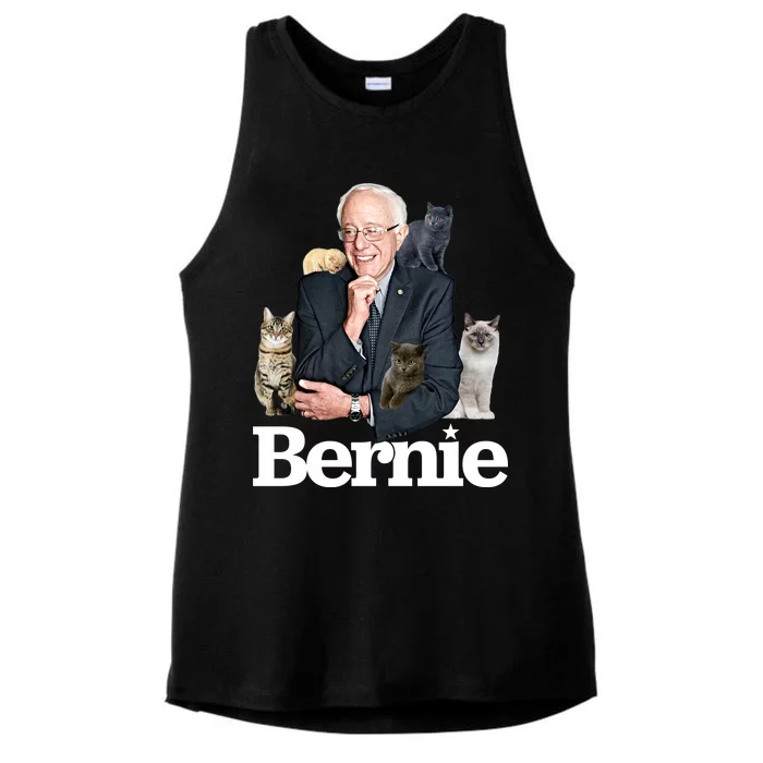 Funny Bernie Sanders Cats Ladies Tri-Blend Wicking Tank