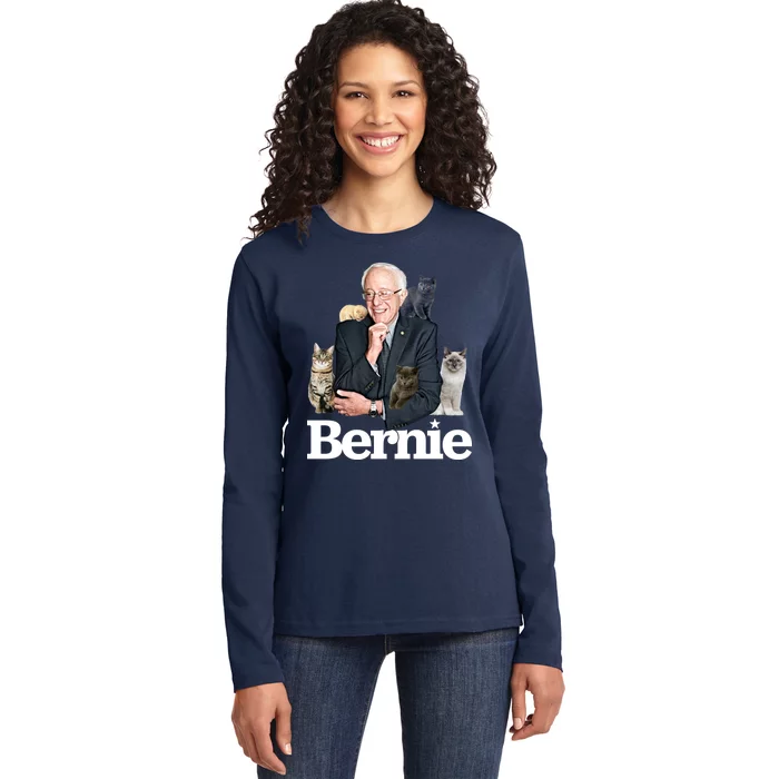 Funny Bernie Sanders Cats Ladies Long Sleeve Shirt