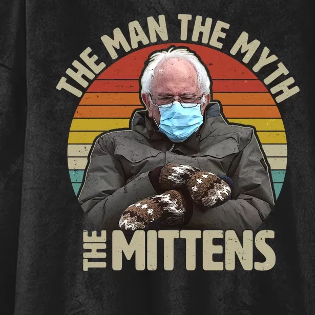 Funny Bernie Sanders Meme The Man The Myth The Mittens Hooded Wearable Blanket