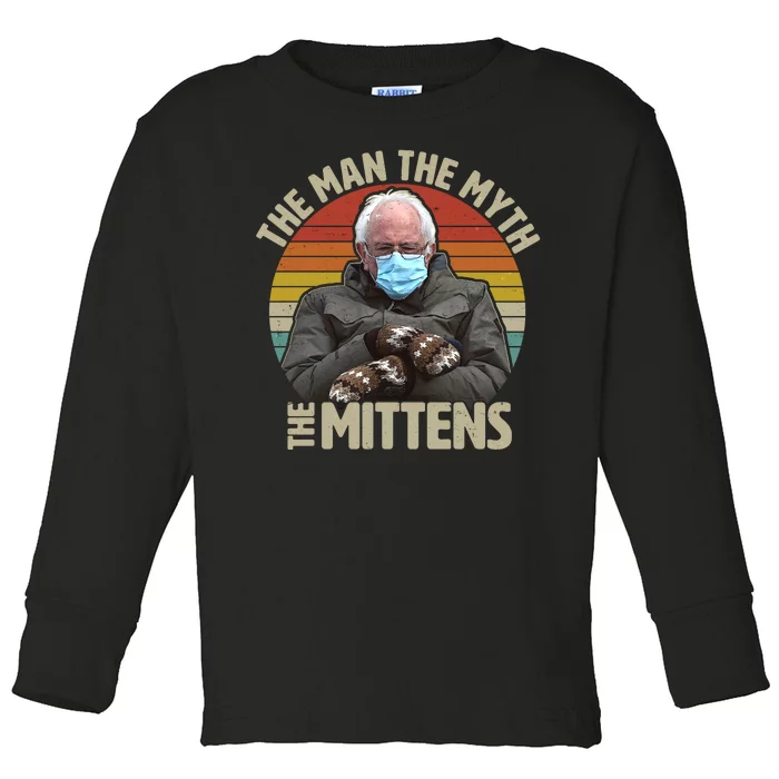 Funny Bernie Sanders Meme The Man The Myth The Mittens Toddler Long Sleeve Shirt