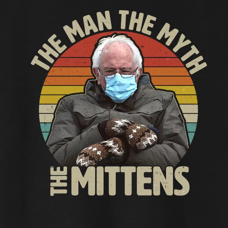 Funny Bernie Sanders Meme The Man The Myth The Mittens Women's Crop Top Tee