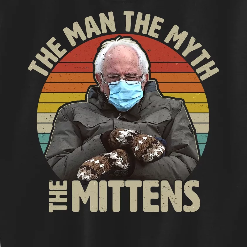 Funny Bernie Sanders Meme The Man The Myth The Mittens Kids Sweatshirt