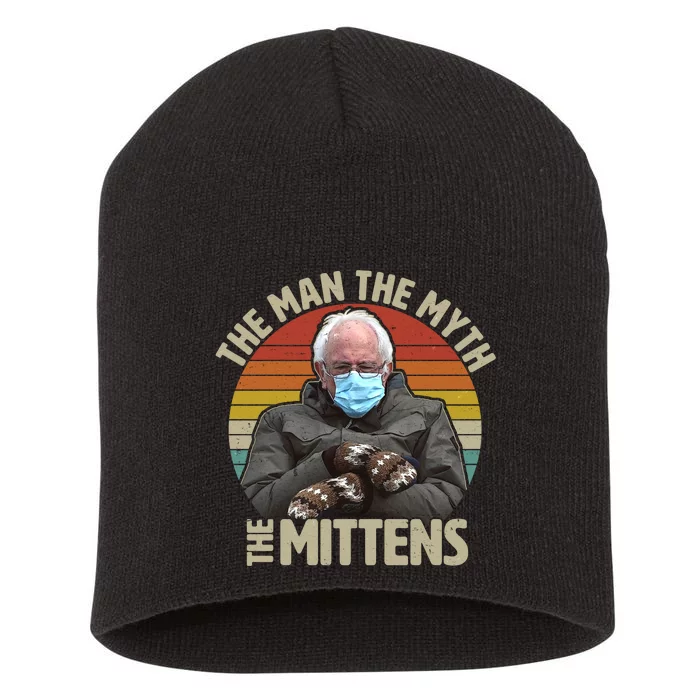 Funny Bernie Sanders Meme The Man The Myth The Mittens Short Acrylic Beanie