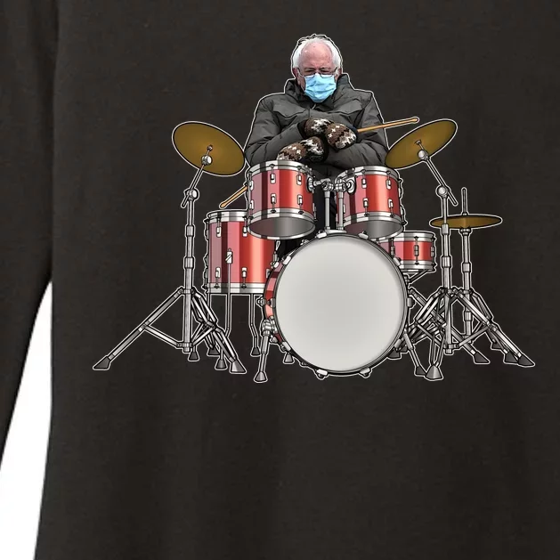 Funny Bernie Sanders Mittens Meme Drummer Womens CVC Long Sleeve Shirt