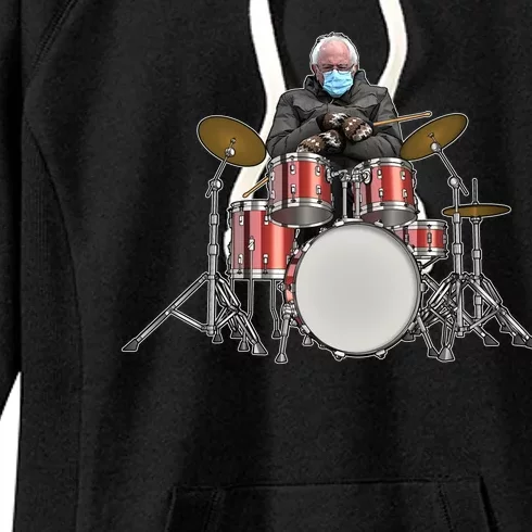 Funny Bernie Sanders Mittens Meme Drummer Women's Fleece Hoodie