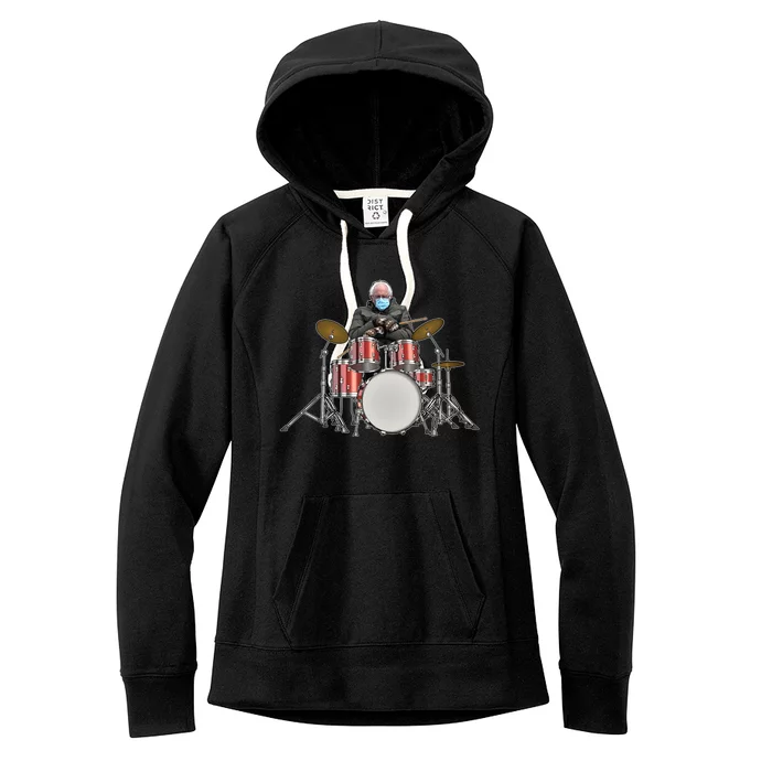 Funny Bernie Sanders Mittens Meme Drummer Women's Fleece Hoodie