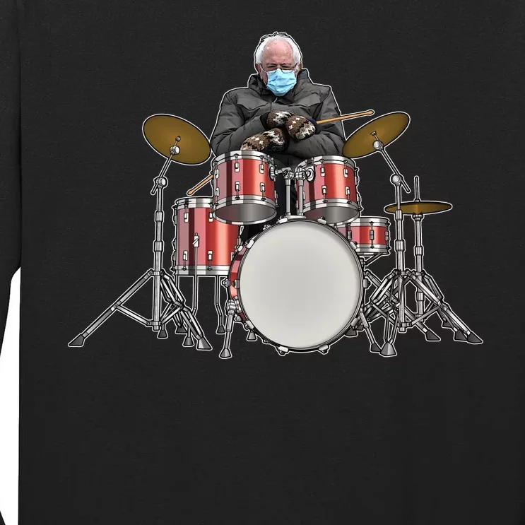 Funny Bernie Sanders Mittens Meme Drummer Tall Long Sleeve T-Shirt