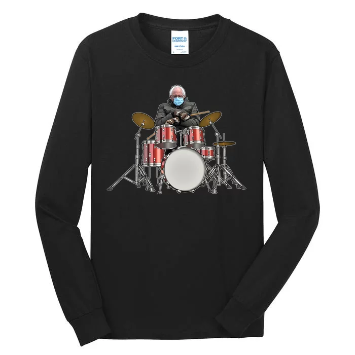 Funny Bernie Sanders Mittens Meme Drummer Tall Long Sleeve T-Shirt