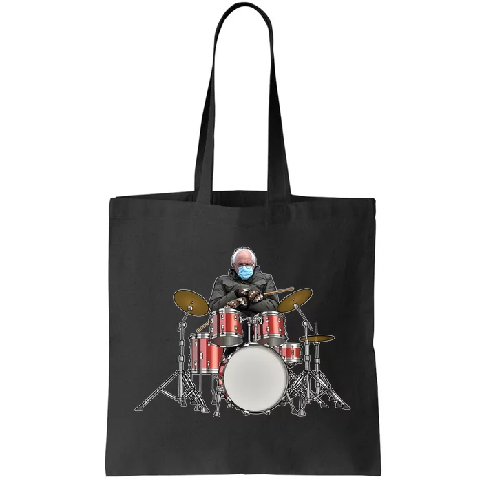 Funny Bernie Sanders Mittens Meme Drummer Tote Bag