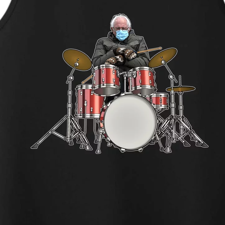 Funny Bernie Sanders Mittens Meme Drummer Performance Tank