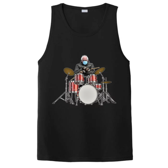 Funny Bernie Sanders Mittens Meme Drummer Performance Tank