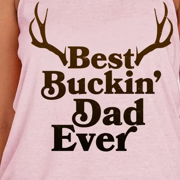 Funny Best Buckin Dad Ever Women's Knotted Racerback Tank