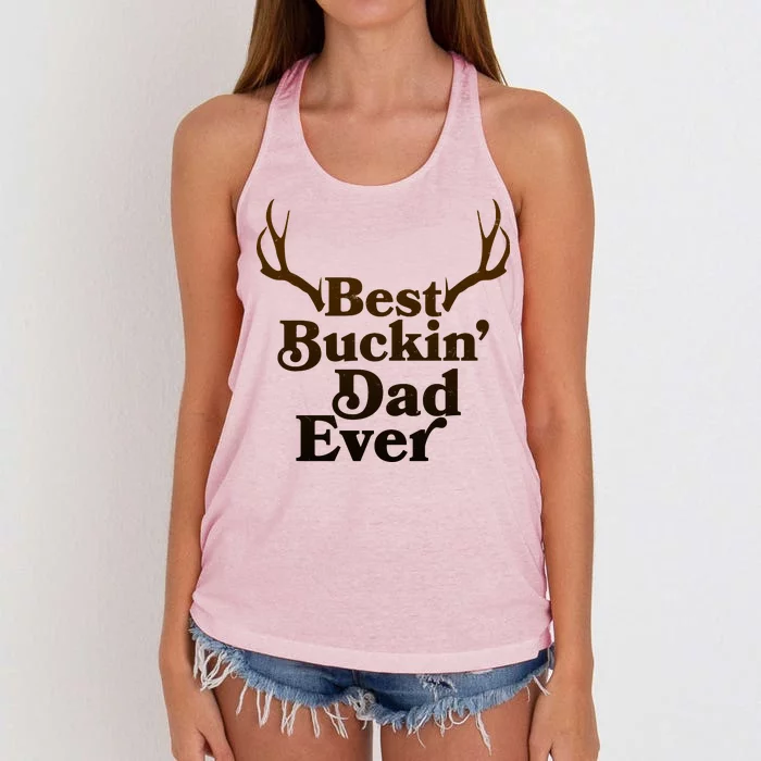 Funny Best Buckin Dad Ever Women's Knotted Racerback Tank