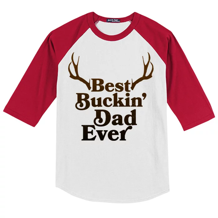 Funny Best Buckin Dad Ever Kids Colorblock Raglan Jersey