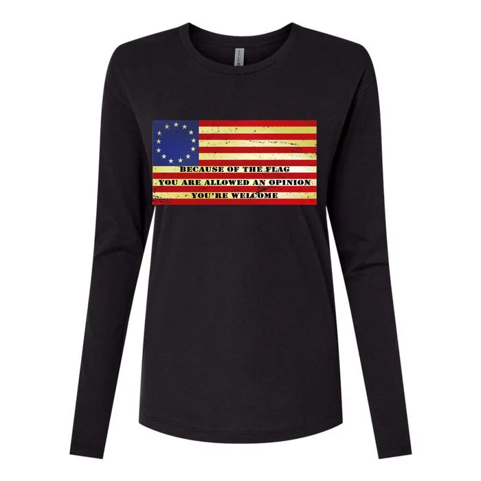 Funny Betsy Ross Original 13 Colony Flag Womens Cotton Relaxed Long Sleeve T-Shirt